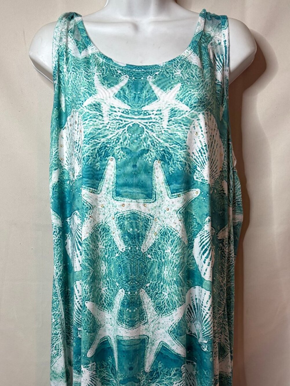 Women's India Boutique Size One Size -Green w/ Lace Sleeveless Starfish Dress